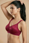 Zivame Jacquard Double Layered Non Wired 3/4th Coverage Tshirt Bra - Red Plum — thumbnail 3